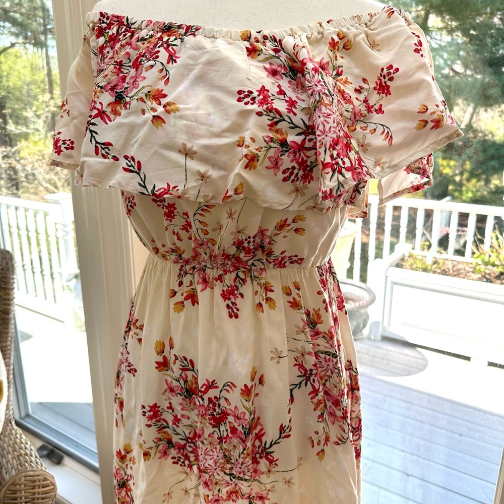 Sugar Lips S EUC Floral off-the-shoulder Fully Lined Spring Summer Dress